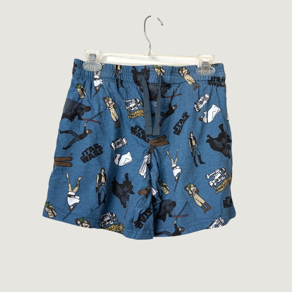 Star Wars Men Small Blue Character Print Lounge Sleep Shorts Darth Vader Yoda